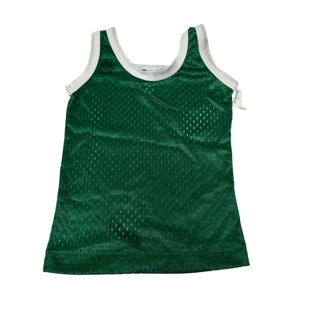 Vintage DeeCee Rapper Kids Green Mesh Tank Top Jersey White Trim Size 2